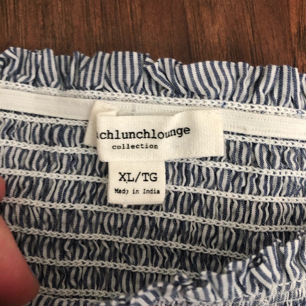 BeachLunchLounge Blue Ruffle Off the Shoulder Top - Picture 5 of 7